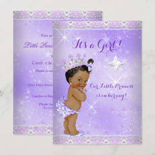 Invitation Couronne de bébé princesse lavande lilas ethnique