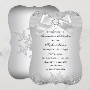 Invitation Couronne de bijou en argent pour Quinceanera en fo