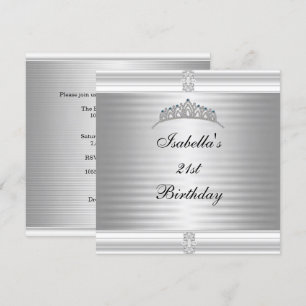 Invitation Couronne de bijoux pour 21e anniversaire argent et