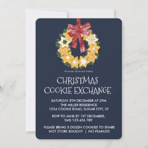 Invitation Couronne de biscuits de Noël avec Arrière - plan g