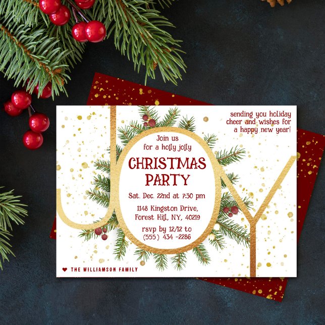 Invitation Couronne de branches de pin Trendy Joy pour la fêt (Créateur téléchargé)