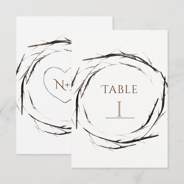 Invitation Couronne de branches et brindilles rustiques Numér (Devant / Derrière)