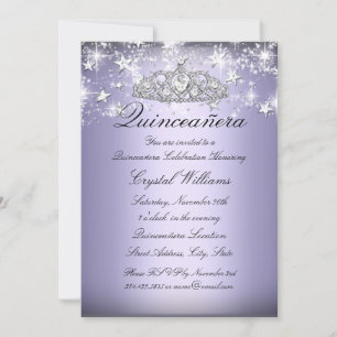 Invitation Couronne de brillants violets et étoiles Invitatio