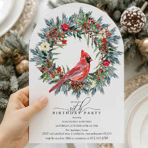 Invitation Couronne de cardinal rouge pour la fête d'annivers