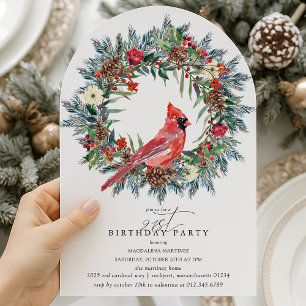 Invitation Couronne de cardinal rouge pour la fête d'annivers