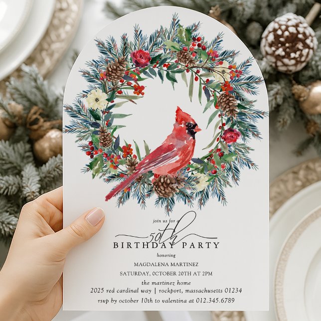 Invitation Couronne de cardinal rouge pour la fête d'annivers (Créateur téléchargé)