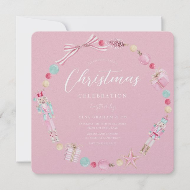 Invitation Couronne de Casse-Noisette Rose Princesse pour la  (Devant)
