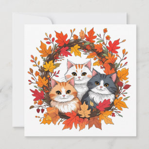 Invitation couronne de chat d'automne