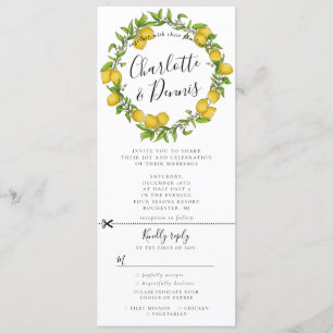 Invitation couronne de citron d'aquarelle avec mariage rsvp a