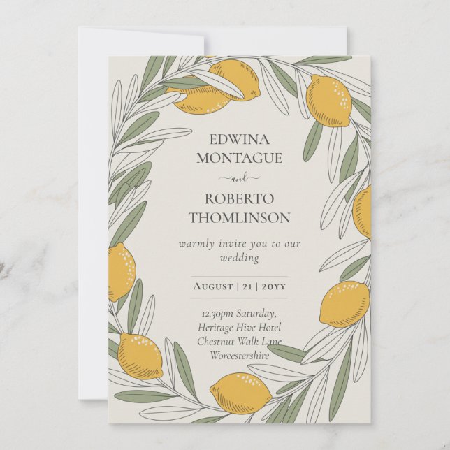 Invitation Couronne de citron et d'olive méditerranéenne pour (Devant)