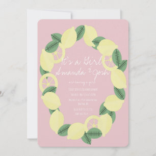 Invitation Couronne de citron moderne pour Baby Shower fille