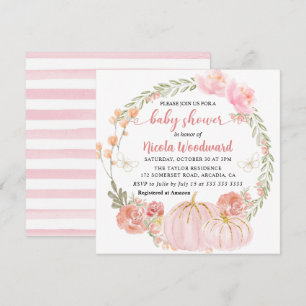 Invitation Couronne de citrouille florale automnale aquarelle