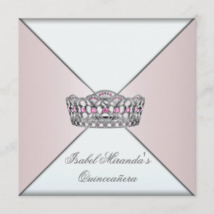 Invitation Couronne de classe Quinceanera Ivory Blush 15ème F