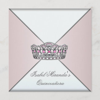 Invitation Couronne de classe Quinceanera Ivory Blush 15ème F