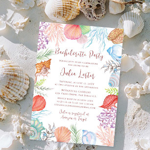 Invitation Couronne de coquillages de plage simple pour enter