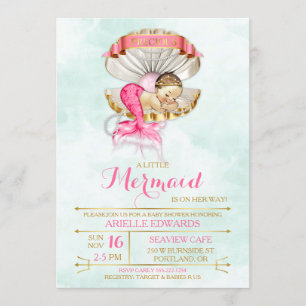 Invitation Couronne de coquille de palourde bébé sirène endor