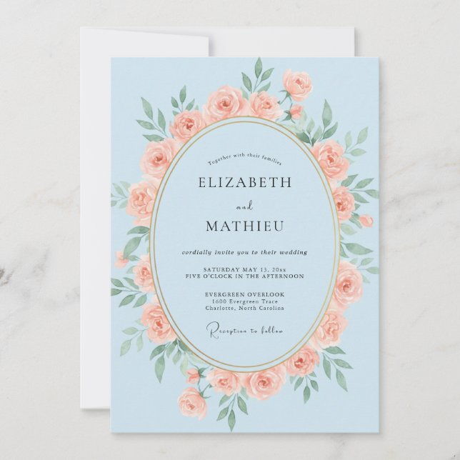 Invitation Couronne de corail céleste de mariage (Devant)