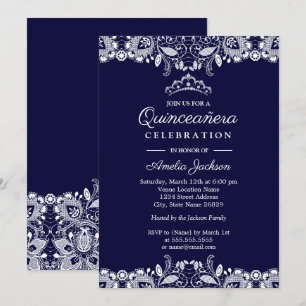Invitation Couronne de dentelle blanche vintage pour Quincean