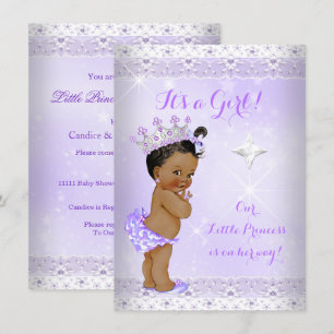 Invitation Couronne de dentelle lilas pour bébé princesse eth