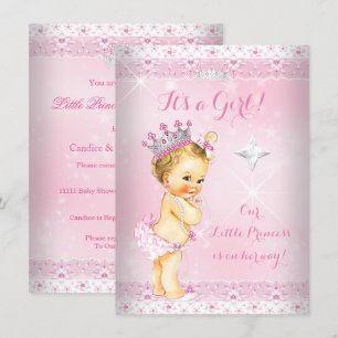 Invitation Couronne de dentelle rose pour Baby Shower Princes
