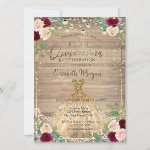 Invitation Couronne de dentelle,Tiare,Lumières,Robe,Roses Bo