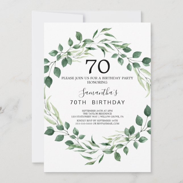 Invitation Couronne de diamant de verdure estivale 70e annive (Devant)