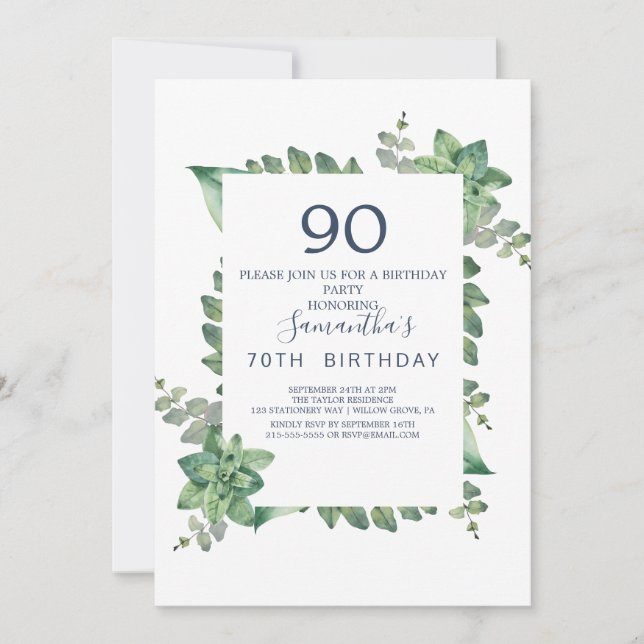 Invitation Couronne de diamant de verdure estivale 90e annive (Devant)