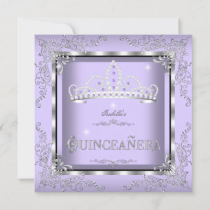 Invitation Couronne de diamants argent violet lavande pour Qu