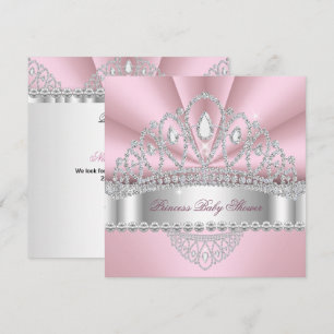 Invitation Couronne de diamants blancs roses princesse Baby S