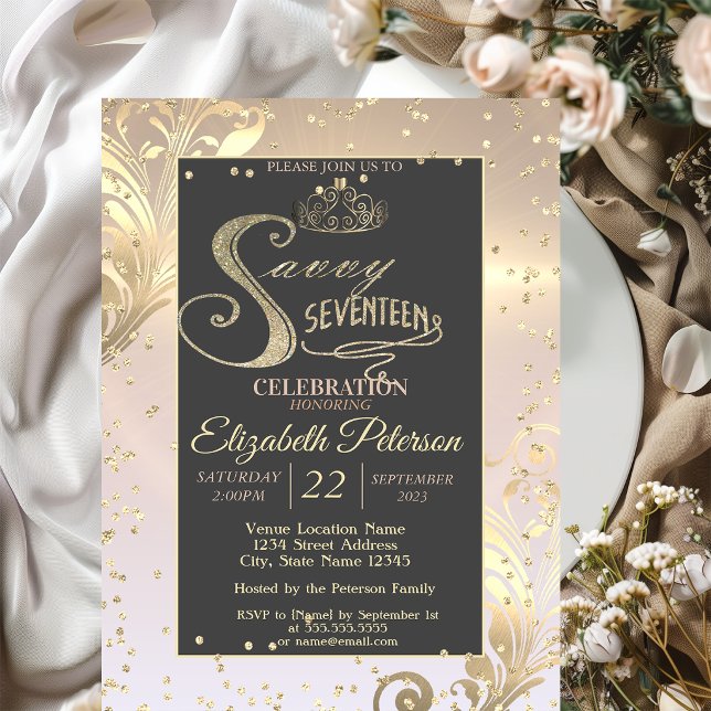 Invitation Couronne de diamants doux Savvy Dix-sept (Créateur téléchargé)
