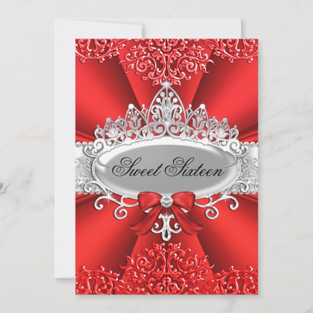 Invitation Couronne de diamants et damas Fête d'anniversaire  (Devant)