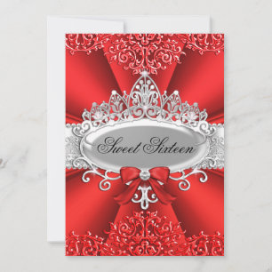 Invitation Couronne de diamants et damas Fête d'anniversaire 