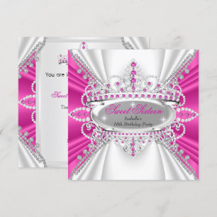 Invitation Couronne de diamants rose chaud pour princesse de 