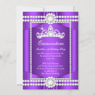 Invitation Couronne de diamants violette et blanche pour prin
