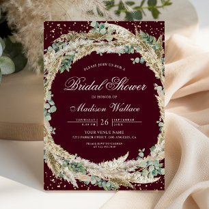 Invitation Couronne de Eucalyptus des Pampas Bourgogne Baby S