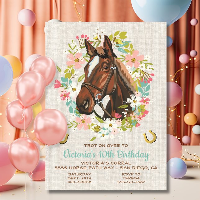 Invitation Couronne de fer à cheval doré Fête d'anniversaire  (Créateur téléchargé)