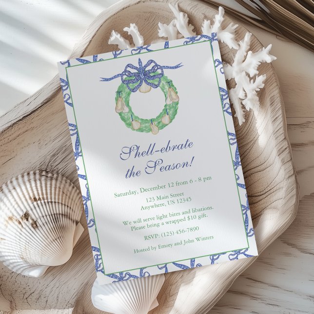 Invitation Couronne de fête de l'huître côtière à l'aquarelle (Créateur téléchargé)