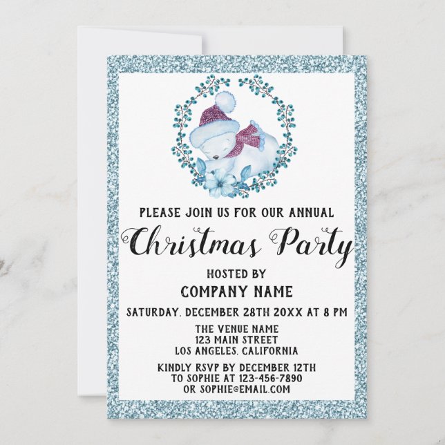 Invitation Couronne de fête de Noël de l'entreprise Paillette (Devant)