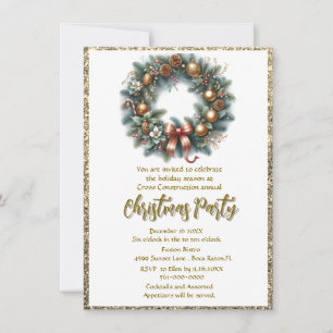 Invitation Couronne de fête de Noël pour l'entreprise