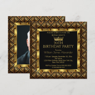 Invitation Couronne de fête des 70 ans de photo d'homme Art d