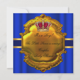 Invitation Couronne de Fête Prénatale Bleu Royal Prince pour
