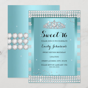 Invitation Couronne de fêtes d'anniversaire bleu sarcelle sci