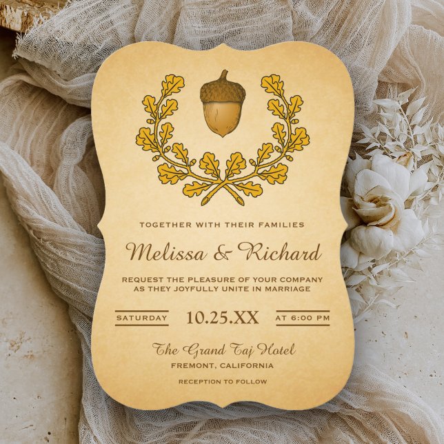 Invitation Couronne de feuilles de chêne et glands pour invit (Créateur téléchargé)