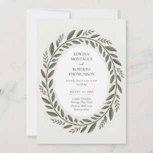 Invitation Couronne de feuilles d'olive Héritage Mariage Médi
