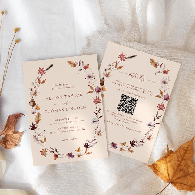 Invitation Couronne de feuilles en terre cuite Boho automne C (Créateur téléchargé)
