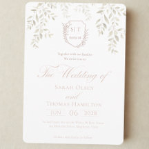 Couronne de feuilles vertes élégantes Monogramme M