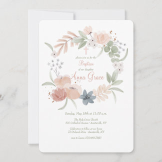 Invitation Couronne de fleurs à l'aquarelle