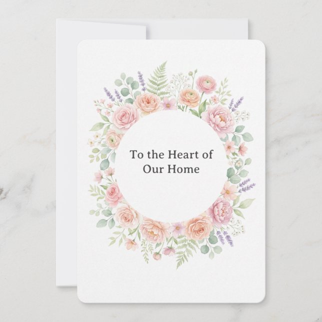 Invitation Couronne de fleurs à l'aquarelle avec des roses pa (Devant)
