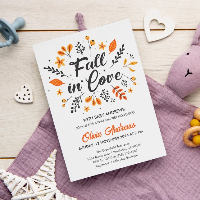 Invitation Couronne de Fleurs d'Automne pour Baby Shower Amou (Créateur téléchargé)