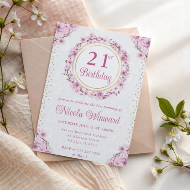 Invitation Couronne de fleurs de cerisier à l'aquarelle pour  (Créateur téléchargé)